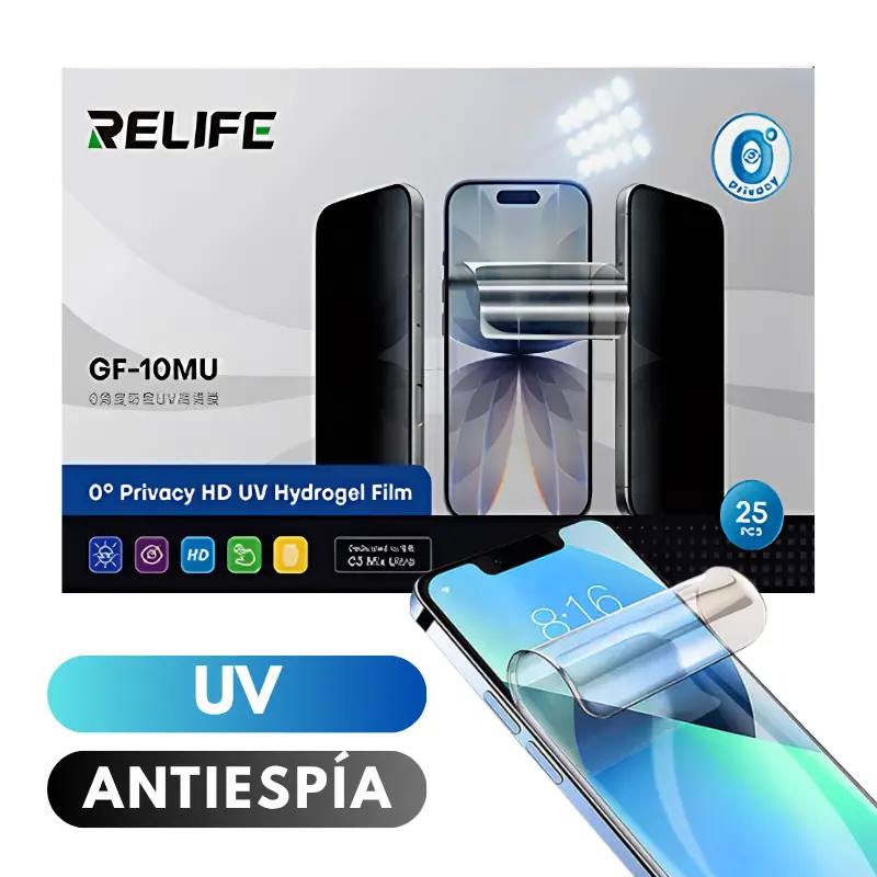 Protector Hidrogel UV Antiespía para Celulares - Calidad Premium (Relife GF-10MU)